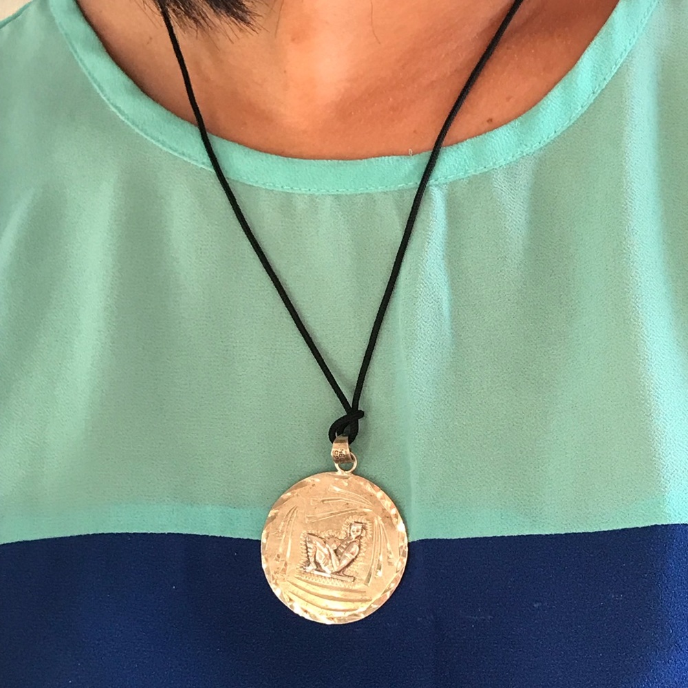 Vintage Aztec silver pendant
